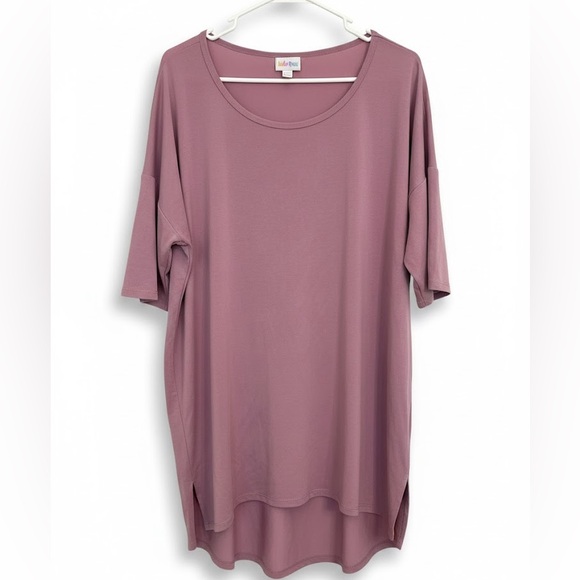 LuLaRoe Perfect T Mauve Pink Swing Top XL Side Slits Short Sleeve - Picture 2 of 5